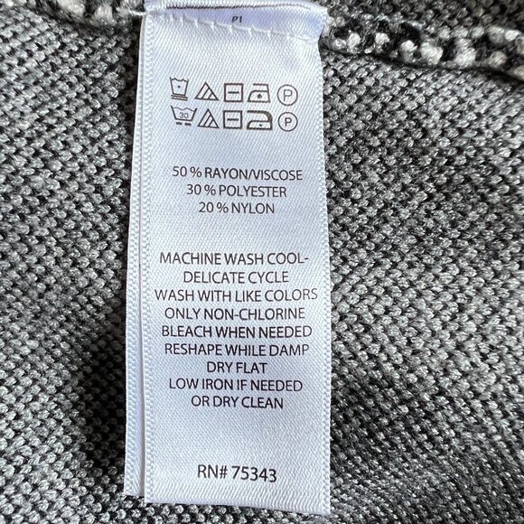 Max Studio Pullover Mock Neck Sweater, Black and White Block Plaid Print, Size L - Picture 6 of 13